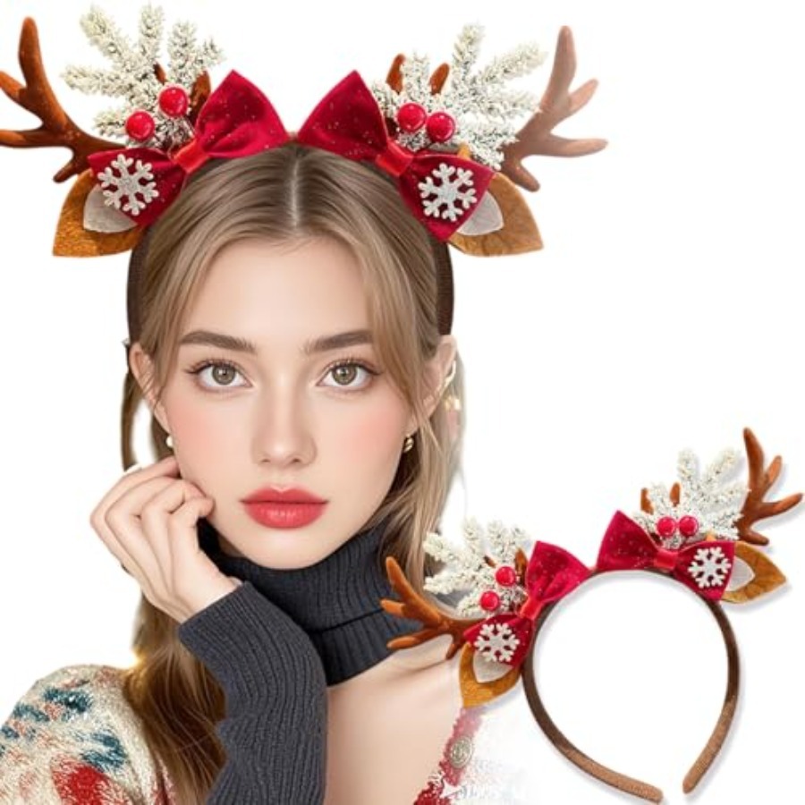 Reindeer Antlers Headband - Cute Christmas Headband for Women Reindeer