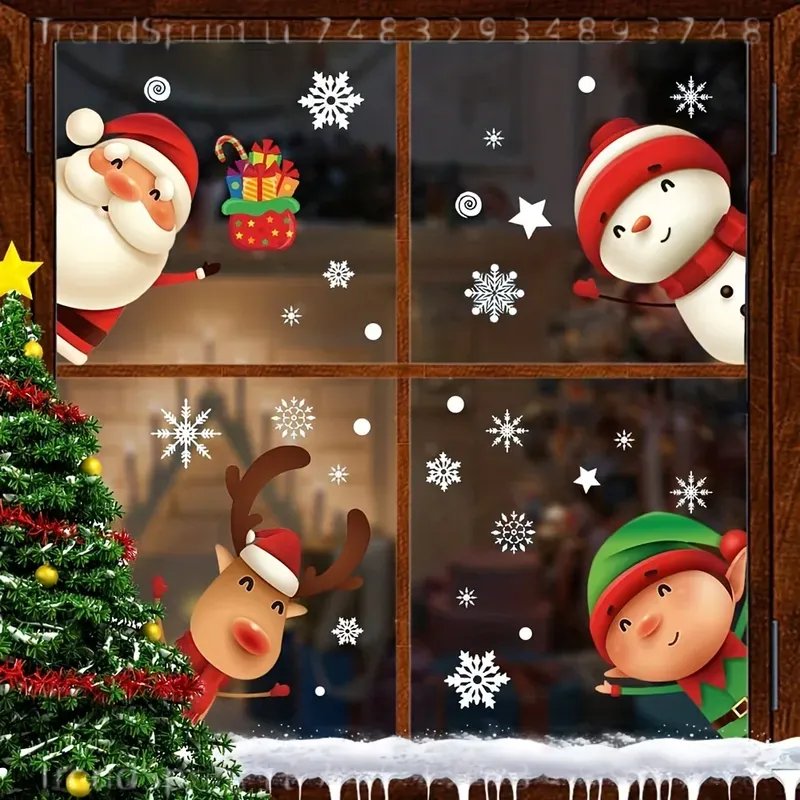 82 Pcs Christmas Window Clings - Snowflake Window Decal recension och pris