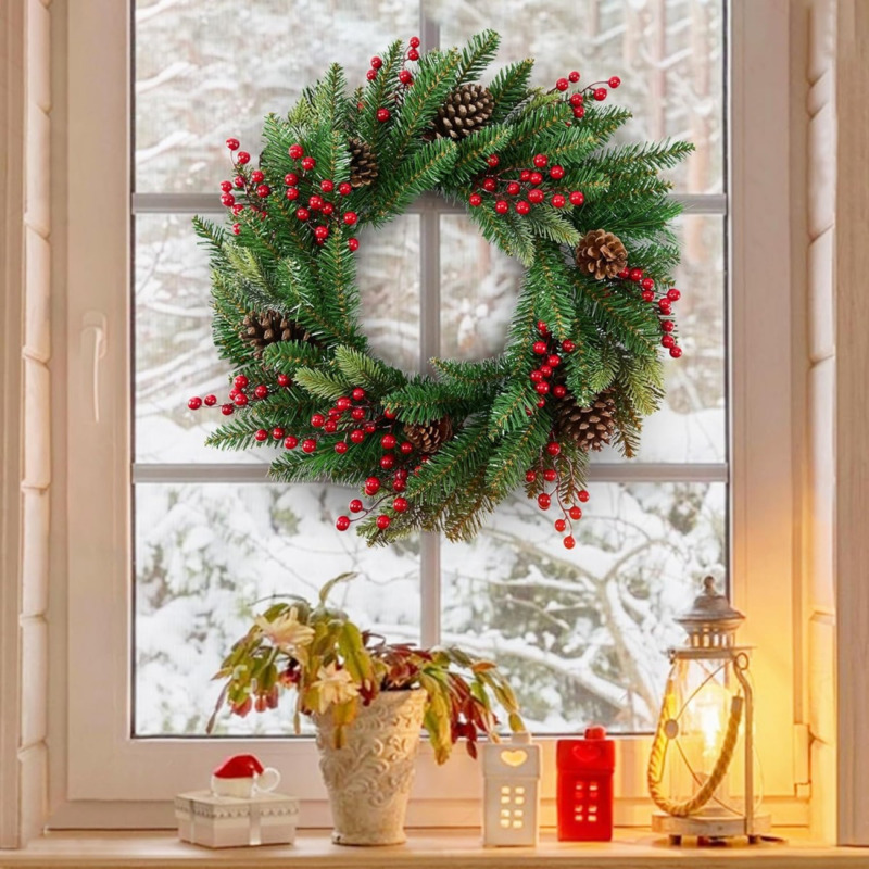 50cm Artificial Christmas Wrea - Christmas Wreath Fake recension och pris