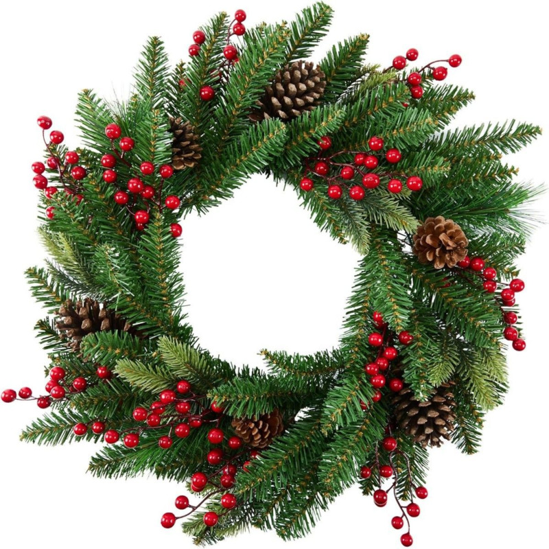 50cm Artificial Christmas Wrea - Christmas Wreath Fake recension och pris
