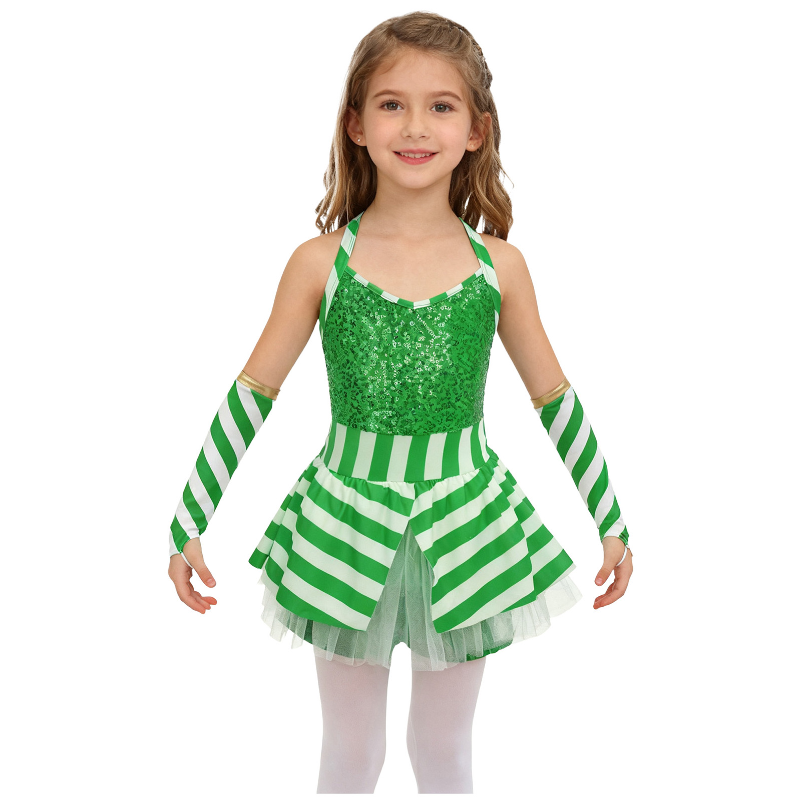 Girls Christmas Candy Cane Str - Elf Costume Christmas recension och pris