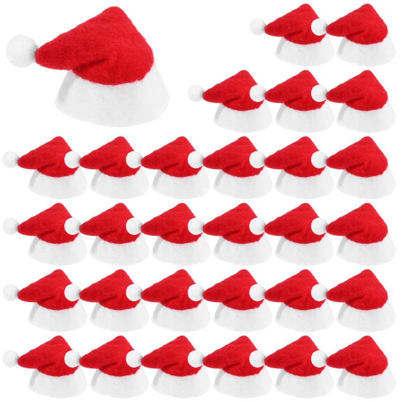 NEW 30 PCS Mini Christmas Sant - Santa Hat Plush recension och pris