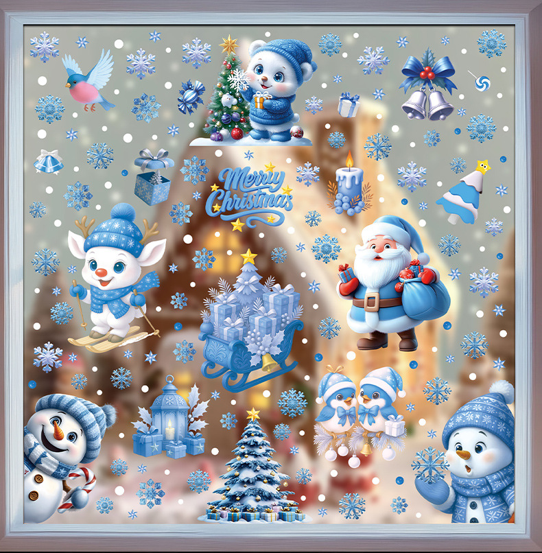 Blue Christmas Window Clings-S - Snowflake Window Decal recension och pris