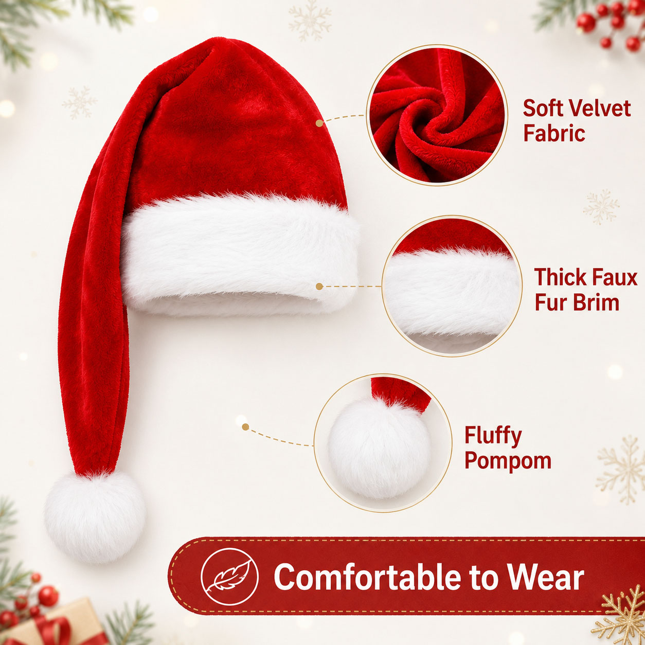 Fluffy Red Santa Hats Set with - Santa Hat Plush recension och pris