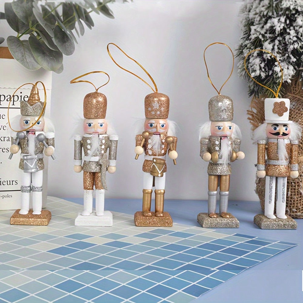 5pcs Champagne Gold Glitter Nu - Nutcracker Figurine recension och pris
